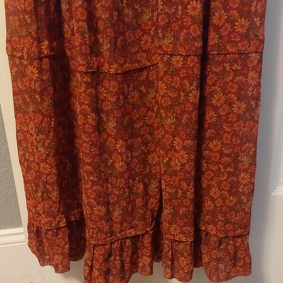 FARM Rio Rust Floral Long Sleeve Maxi Dress Size XS - Picture 7 of 9